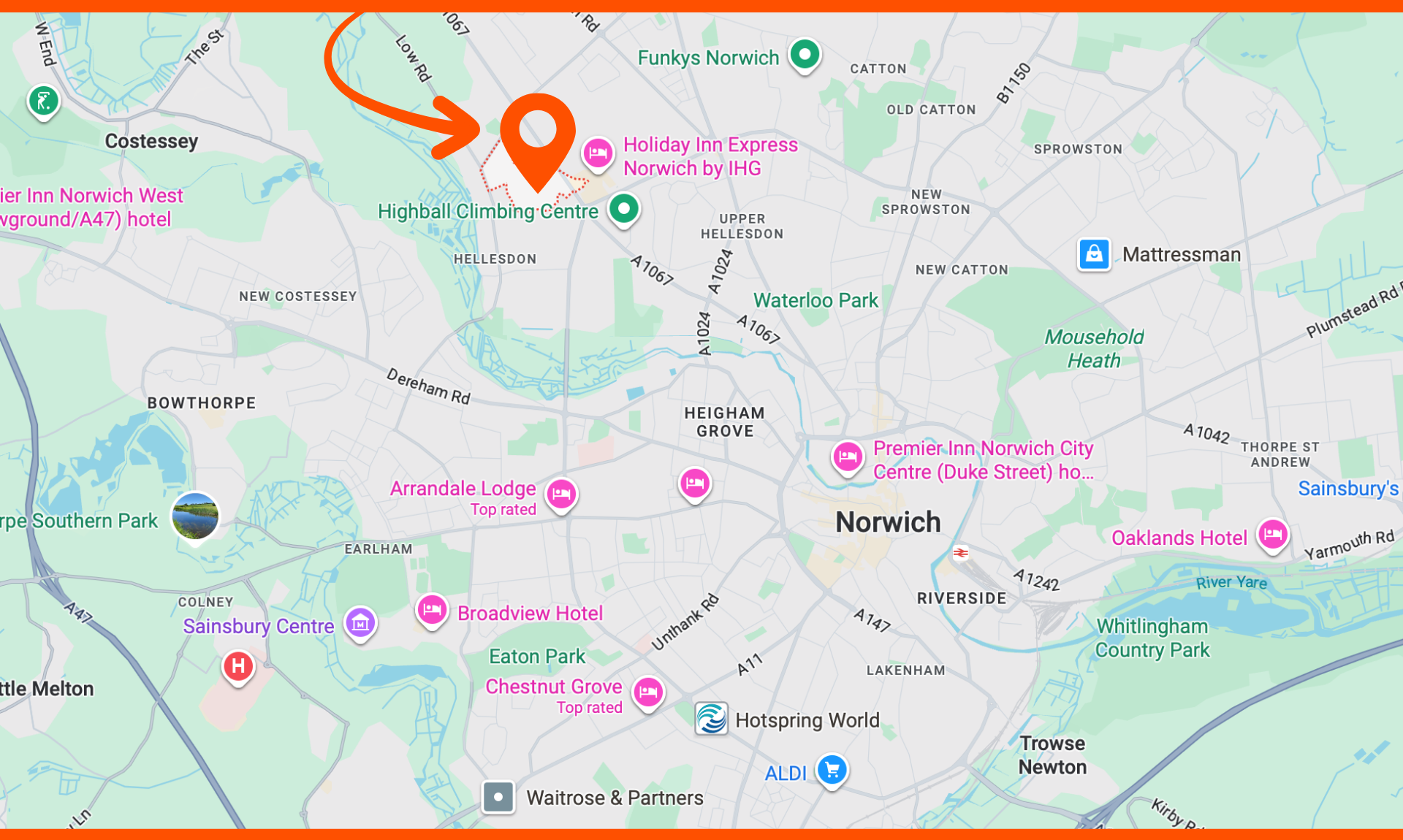 Map of Norwich showing where new KNP Sales Office is located | KNP